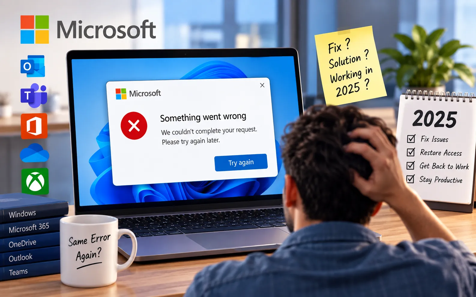 Something went wrong error in Microsoft services